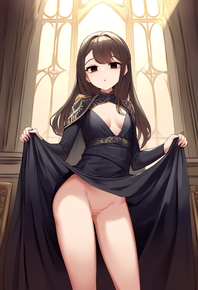 ドレスの女の子が催●にかかってスカートをたくし上げている画像 サンプル2ページ目