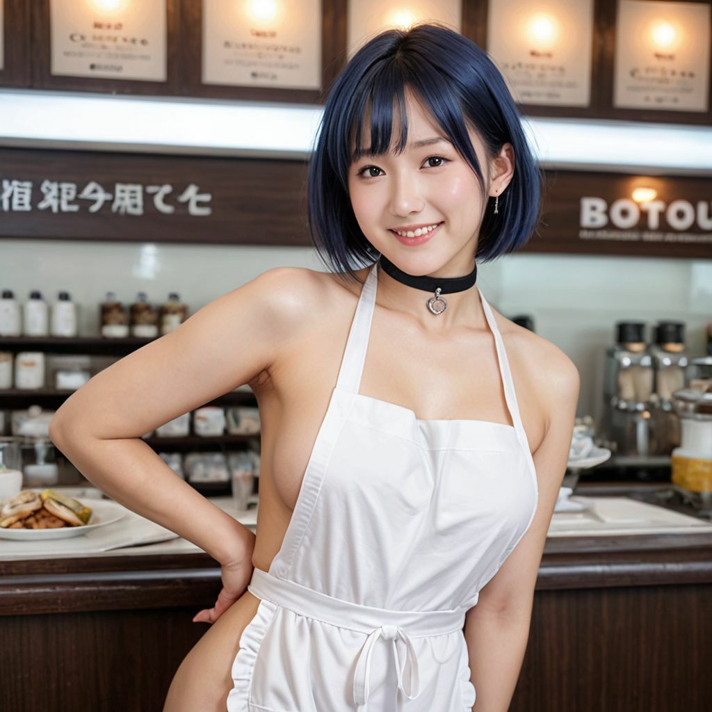 【ノーパン喫茶】美女の裸エプロン＆おさわりOKだった！ サンプル1ページ目