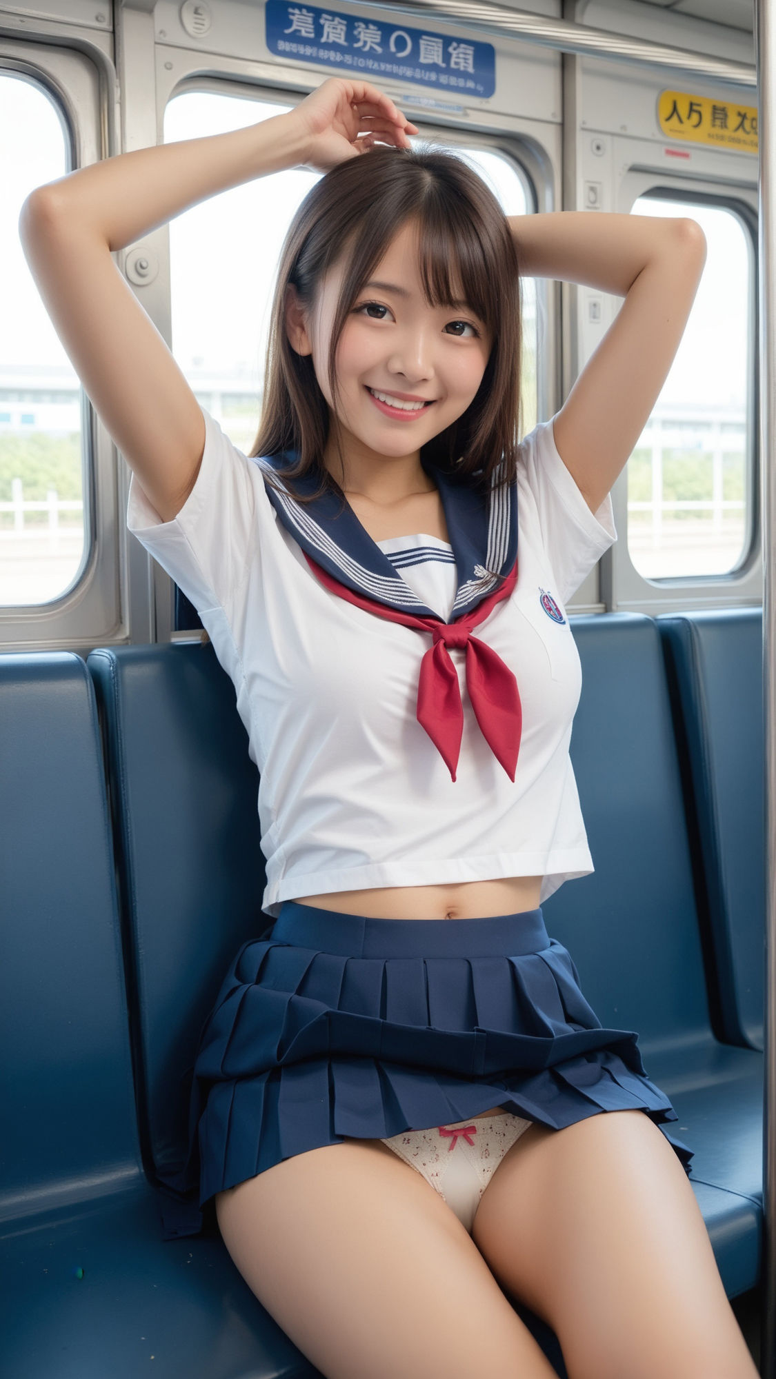 地方都市によくいる超ミニスカート制服女子がいる電車 サンプル5ページ目