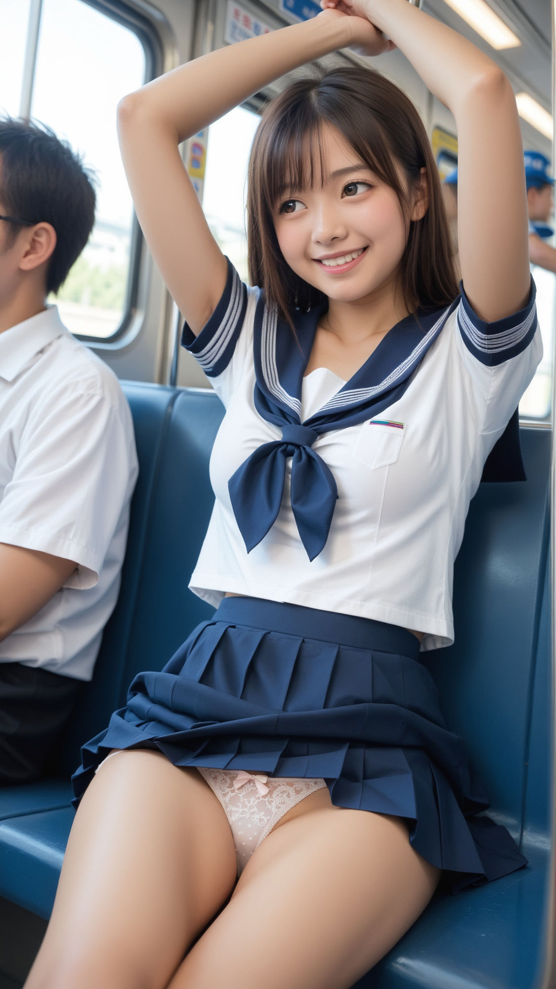 地方都市によくいる超ミニスカート制服女子がいる電車 サンプル8ページ目