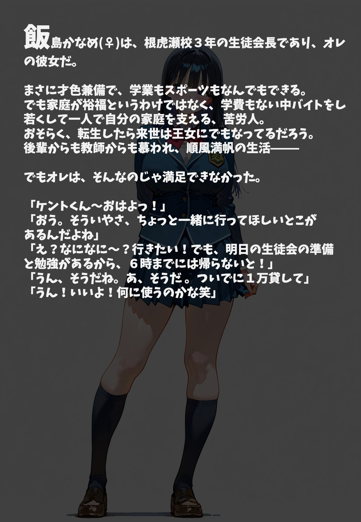 【イラスト集】生徒会長の彼女を無理やり汚いホームレスに中出しさせて妊娠させたった件w サンプル1ページ目
