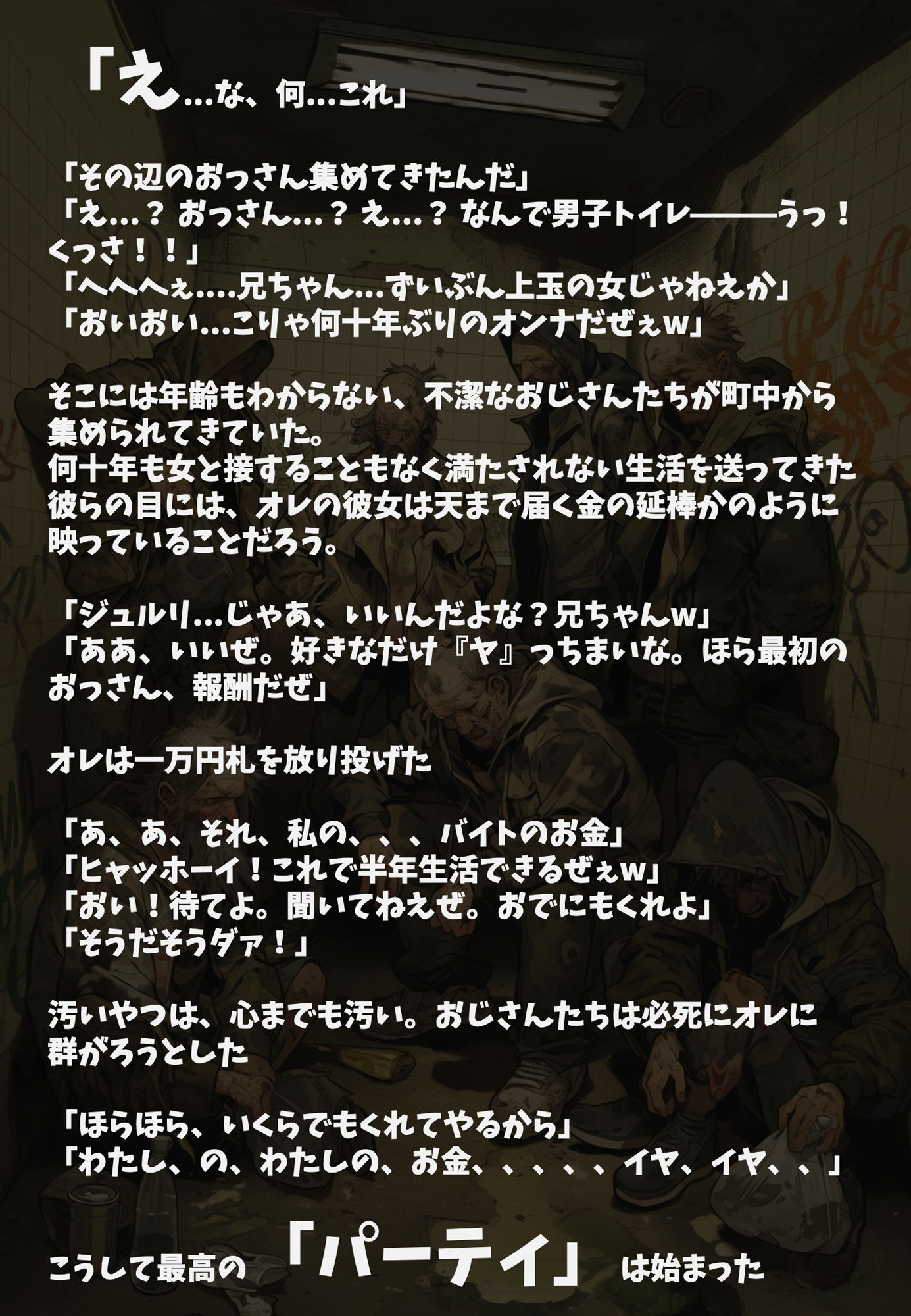 【イラスト集】生徒会長の彼女を無理やり汚いホームレスに中出しさせて妊娠させたった件w サンプル3ページ目