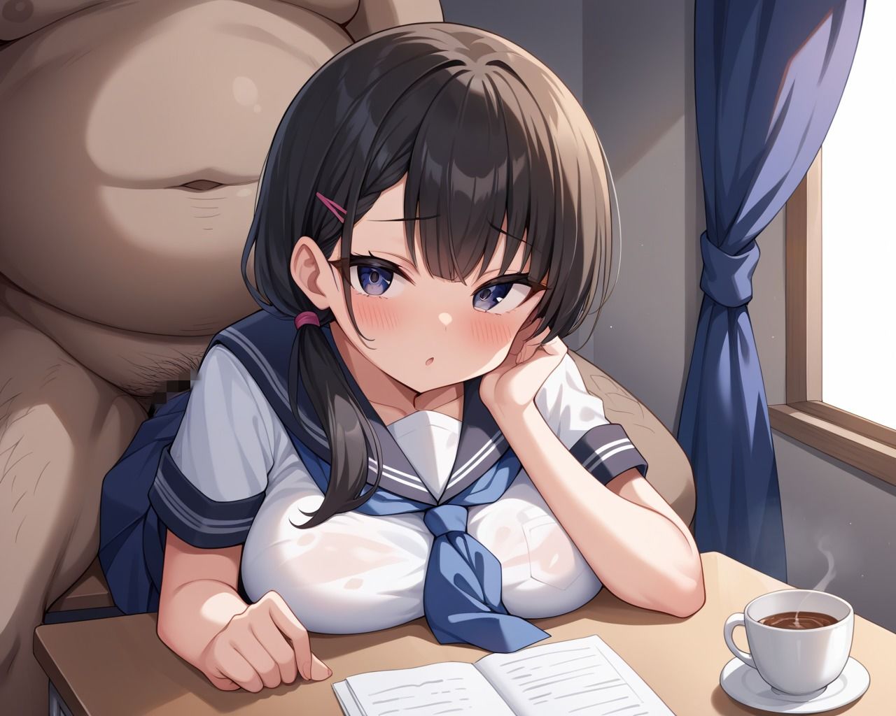 万年発情中キモデブ店長は巨乳女子校生のアルバイトちゃんに欲情して我慢できずに乳首を貪って汚チンポを制服に隠れた夕方ムレムレおまんこに生ハメしまくる サンプル2ページ目
