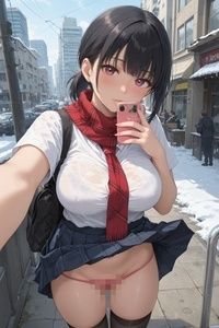 巨乳野外露出冬〜自撮り〜 サンプル1ページ目