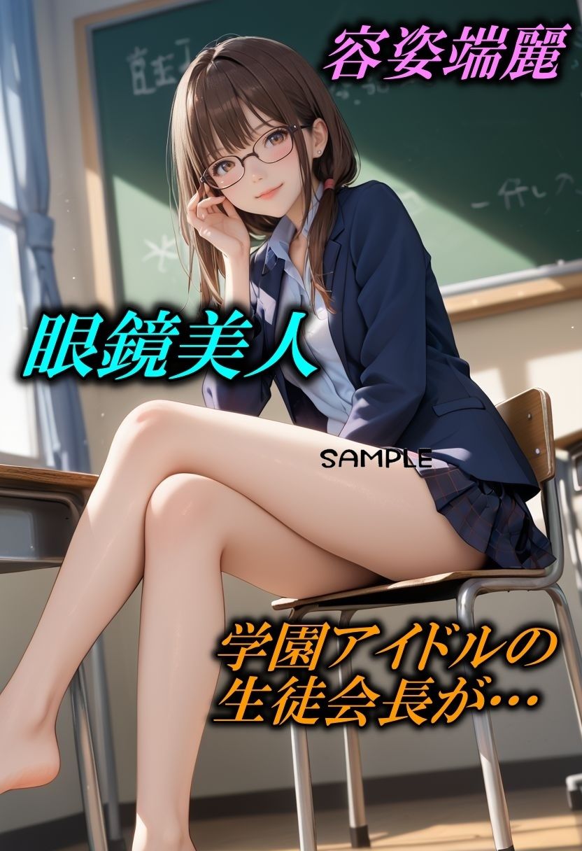 眼鏡美人の生徒会長が淫乱過ぎて、精子空っぽにされた サンプル2ページ目