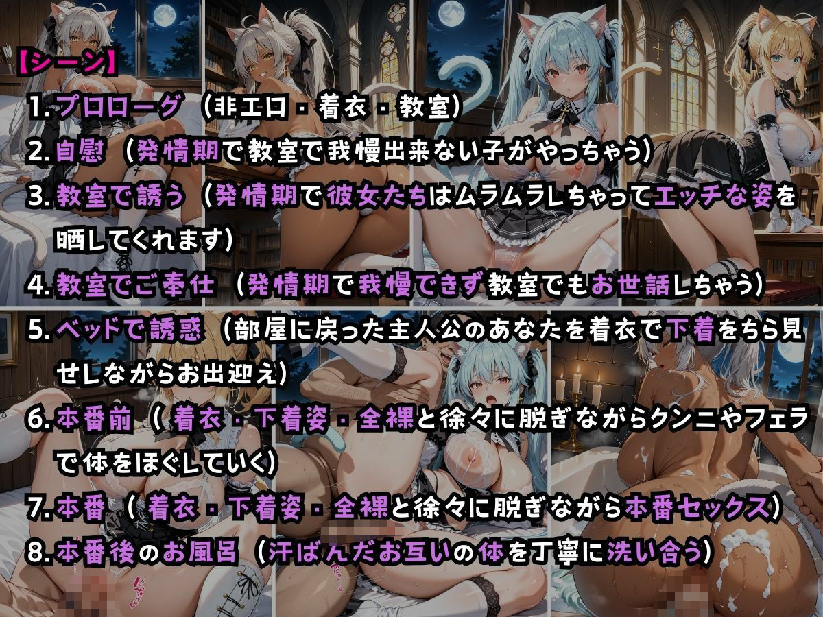 猫耳美少女3人があなたをご主人様と勘違いして毎日ご奉仕してくれる話 サンプル1ページ目