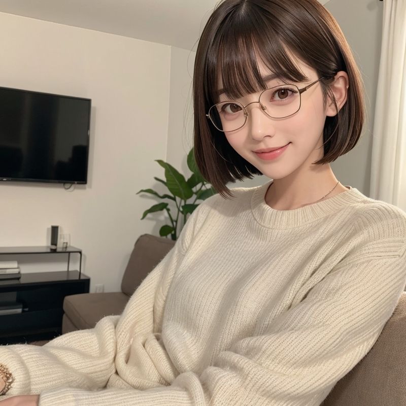 眼鏡ショートカット美人のおっぱい サンプル1ページ目