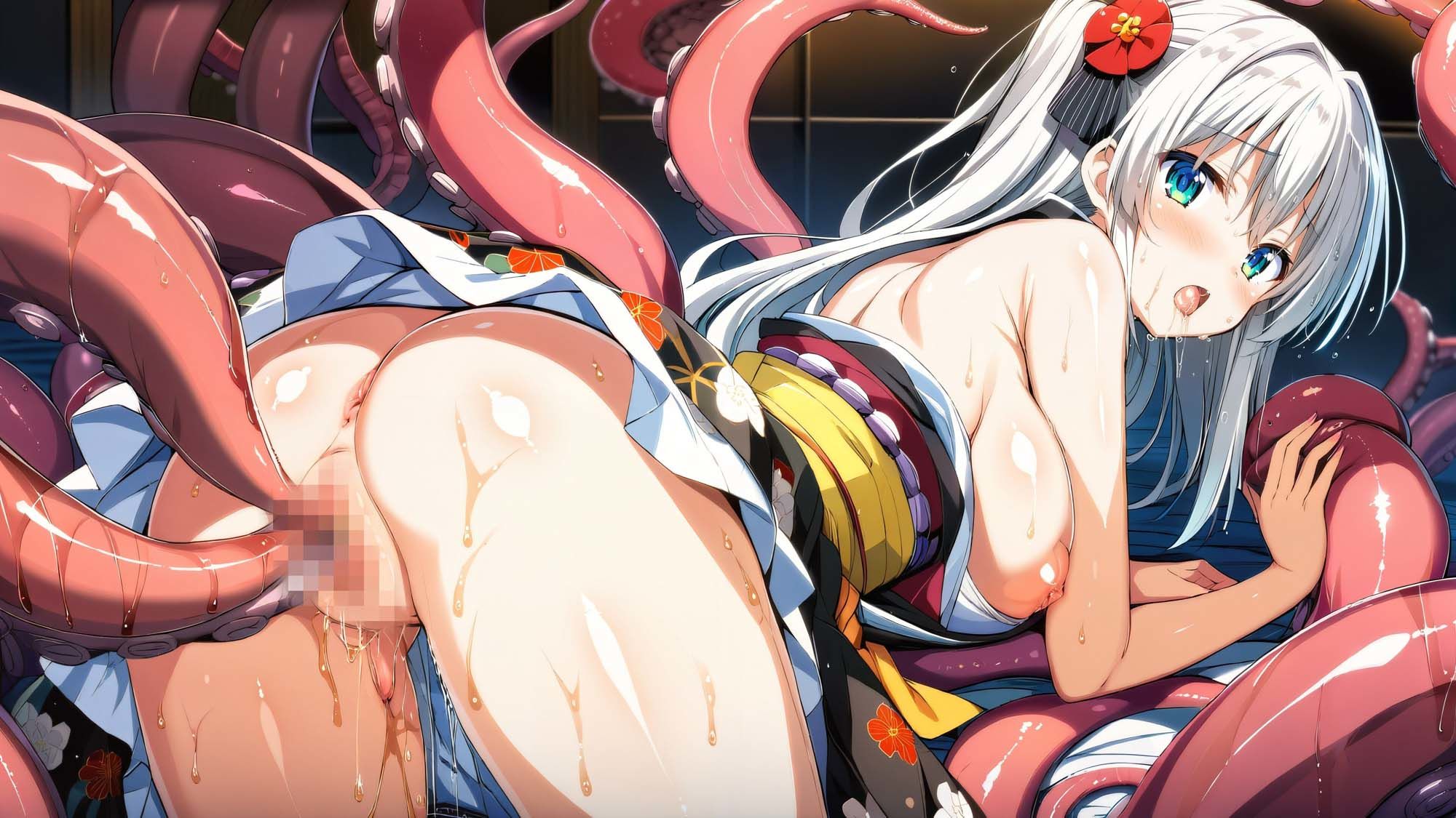触手に囚われた少女達 〜和服編〜 Vol.3 サンプル8ページ目