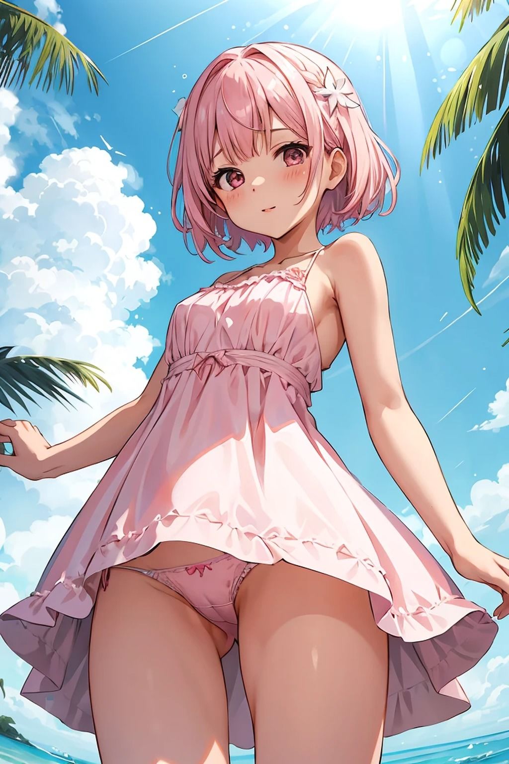 見上げパンチラ  AIイラスト集 サンプル1ページ目