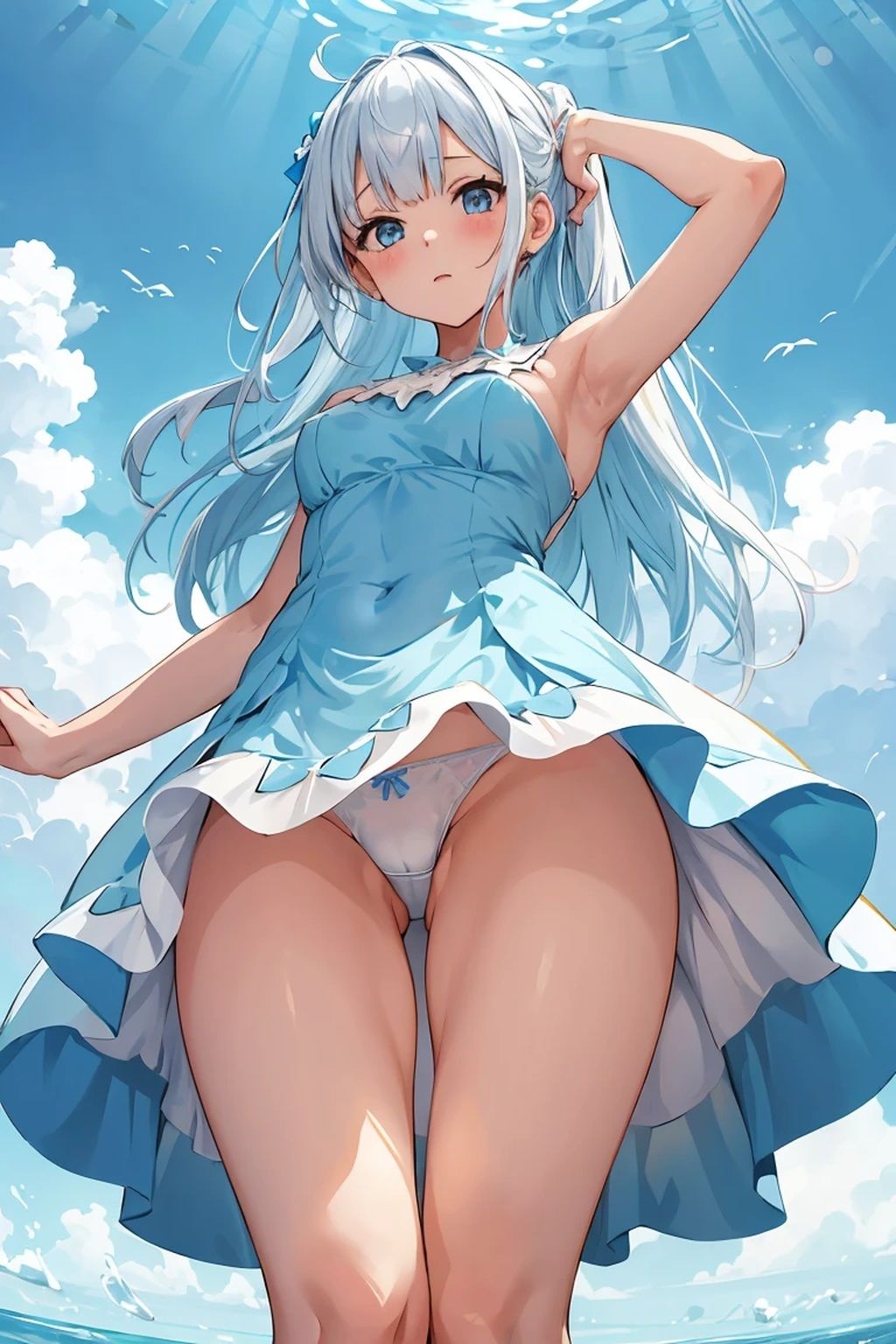 見上げパンチラ  AIイラスト集 サンプル5ページ目