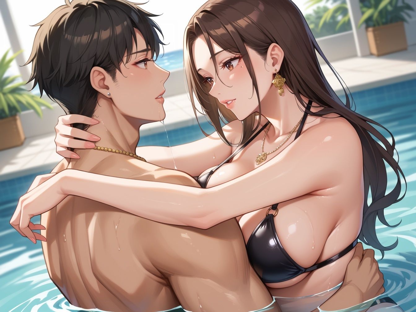 タワマンプールの性処理巨乳妻 サンプル1ページ目