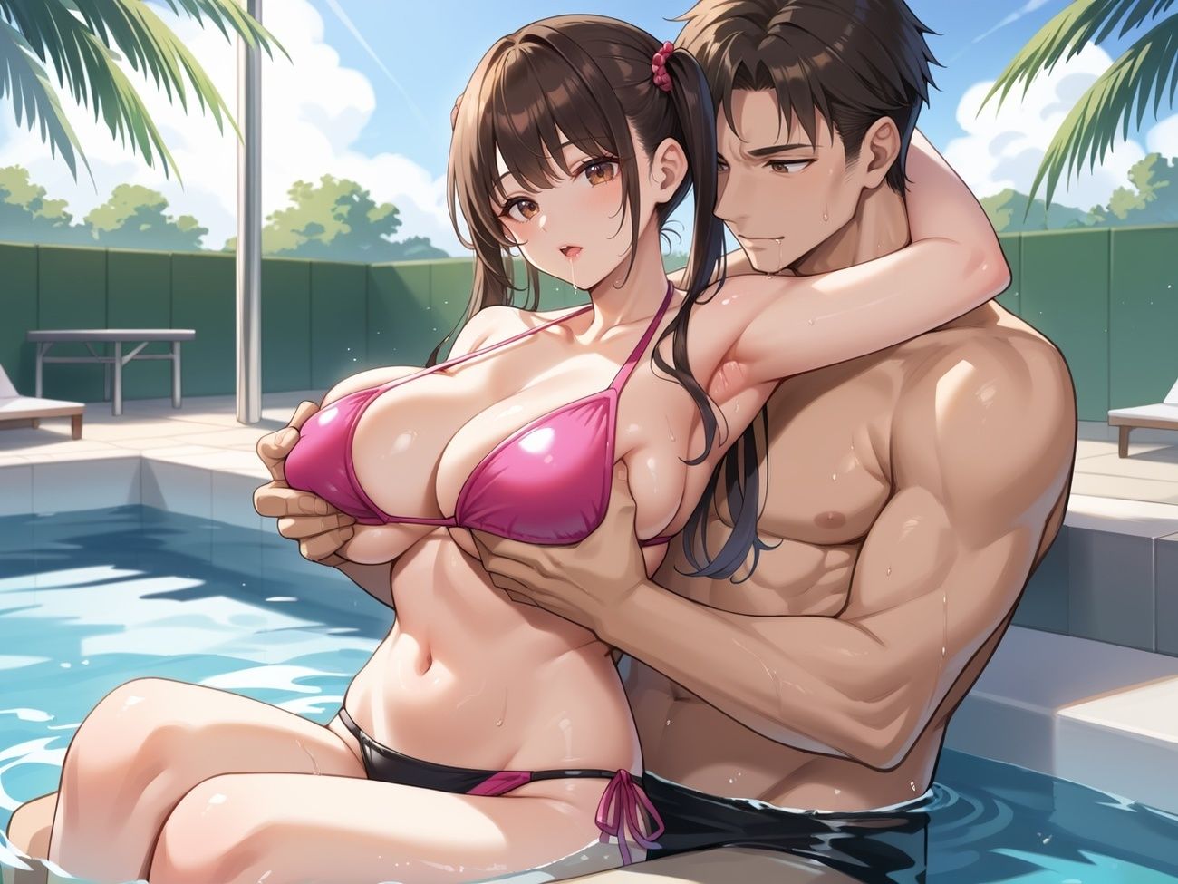 タワマンプールの性処理巨乳妻 サンプル2ページ目