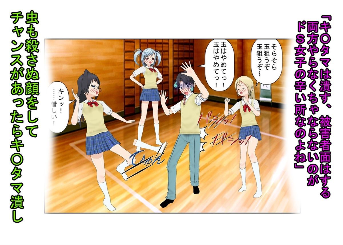 【金的・金的嘲笑】『元女子校の金的玩具二』「今日からクラスの女の子はみんな玉姉妹だね！」大事なタマタマを女子たちにおもちゃにされる元女子校唯一の男子生徒のお話 サンプル2ページ目