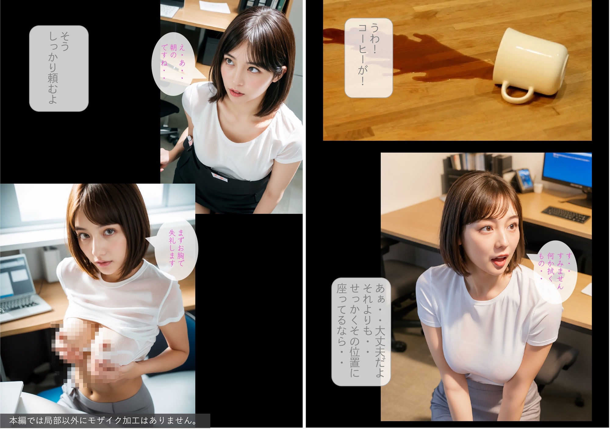 ［ストーリー＋大量画像］爆乳！デカ尻！新卒双子！どスケベアピールでハーレム神奉仕秘書 サンプル3ページ目