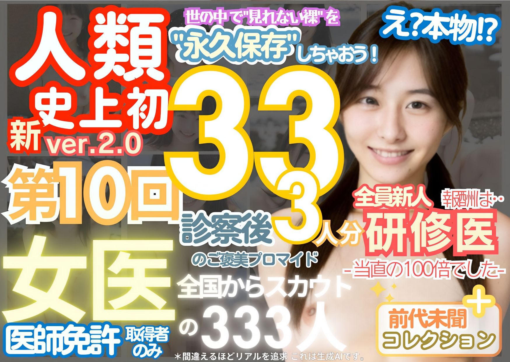 ■【人類史上初！】前代未聞！ 今まで覗けなかった日本一かわいい女医さん333人！ 第10弾「新人研修医の裸だけが拝める」Xデー到来！！実写系■ サンプル9ページ目