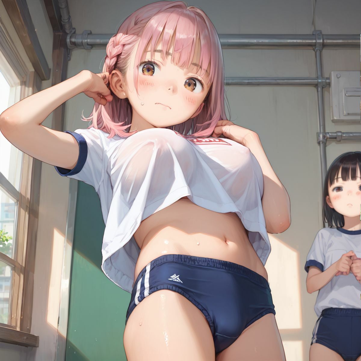童顔巨乳先輩の乳首が体操服越しに透けていたので01 サンプル4ページ目