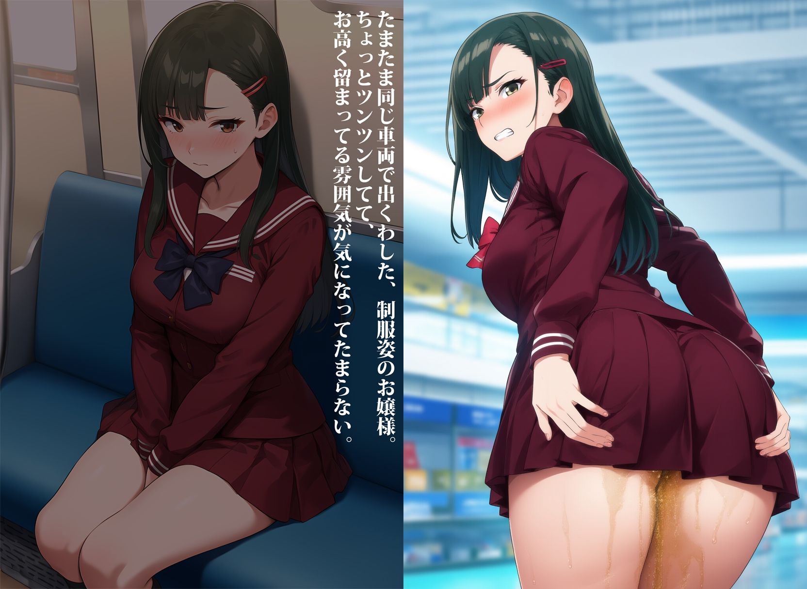 私立の学園に通ってるお嬢様のお漏らし サンプル2ページ目