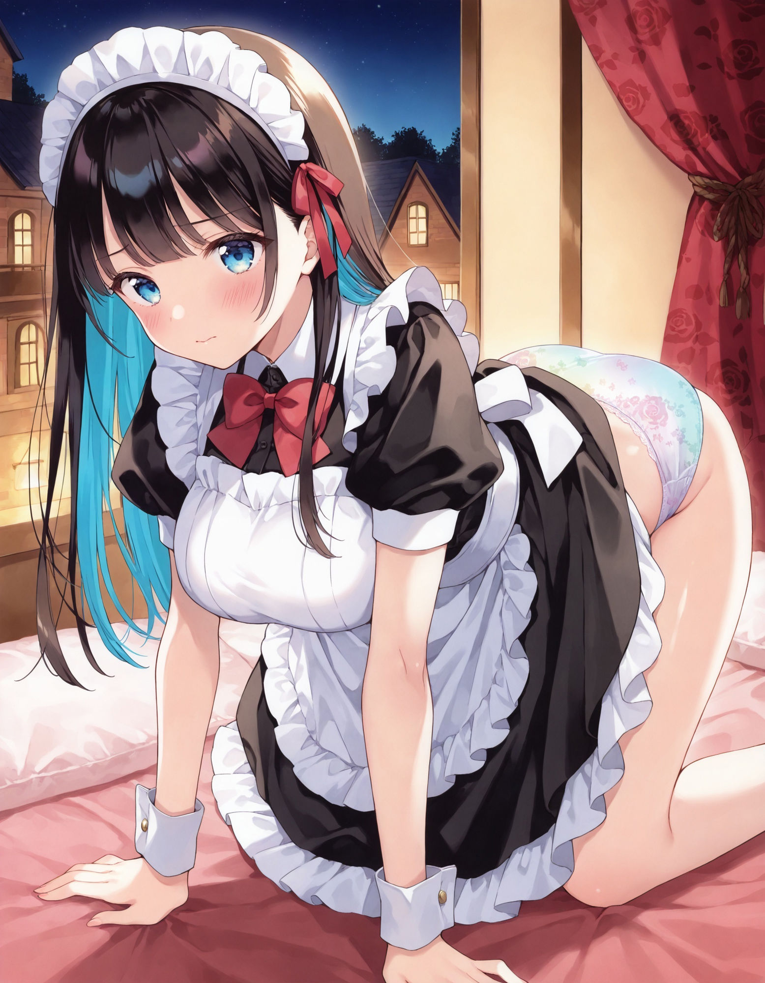 メイドの四つん這いパンチラ サンプル3ページ目