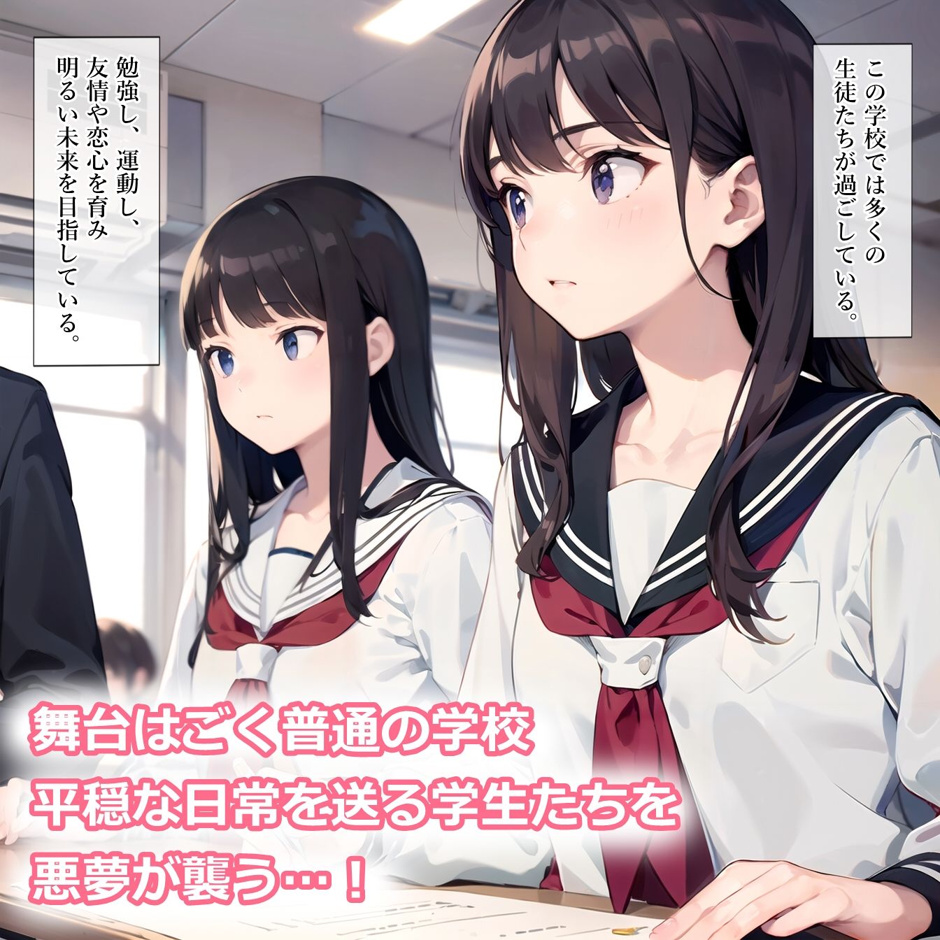 テロリストに占拠された教室で露出強要される女の子たち サンプル1ページ目