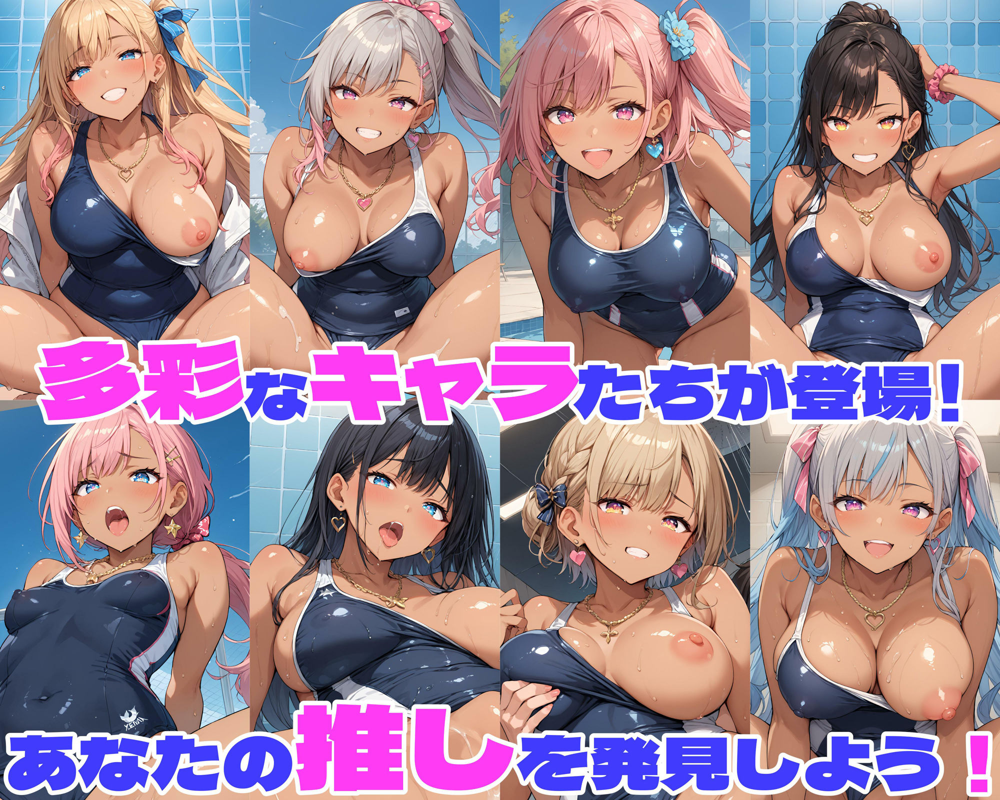 性育学園No.22〜黒ギャルスク水編〜スケベな黒ギャルスク水女子とプールでやりまくれ！【CG500枚】 サンプル3ページ目