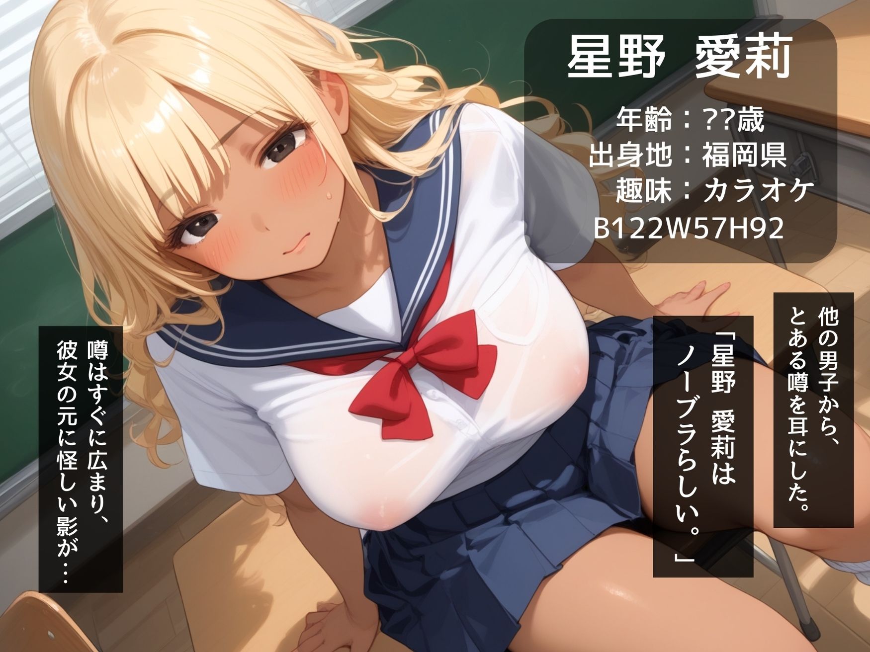 【ねぇ、どこ見てんの？】クラスの爆乳ギャルの胸元が無防備すぎて、ちんちんイライラ大暴走 サンプル1ページ目