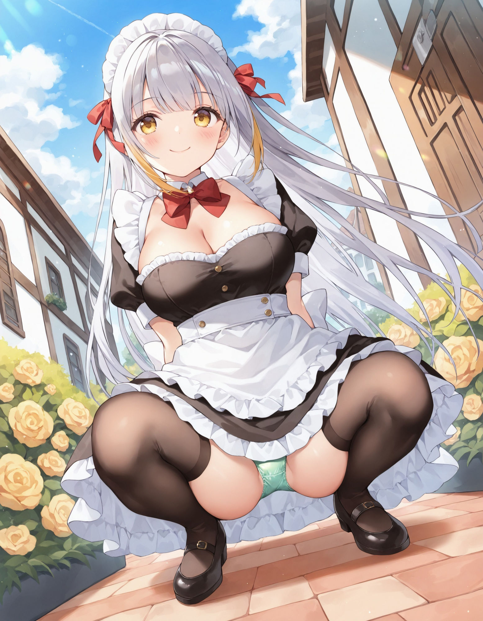 メイドのしゃがみパンチラ サンプル2ページ目