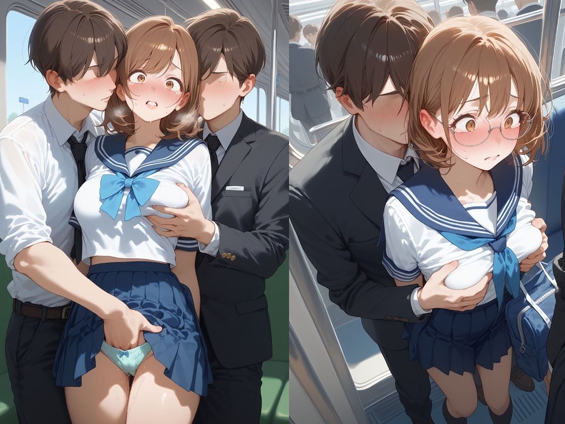 集団痴〇の餌食になる制服娘ちゃん サンプル2ページ目