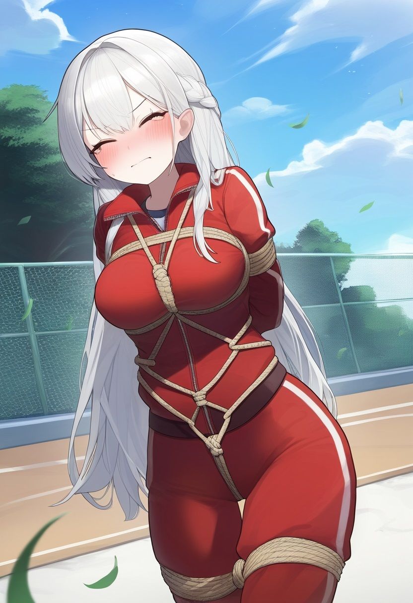 スポーツ少女着衣緊縛AIイラスト集 サンプル1ページ目