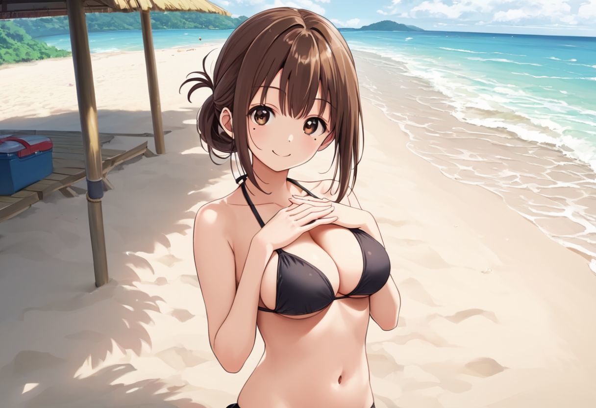 開放ビーチでビキニJKを孕ませる サンプル1ページ目