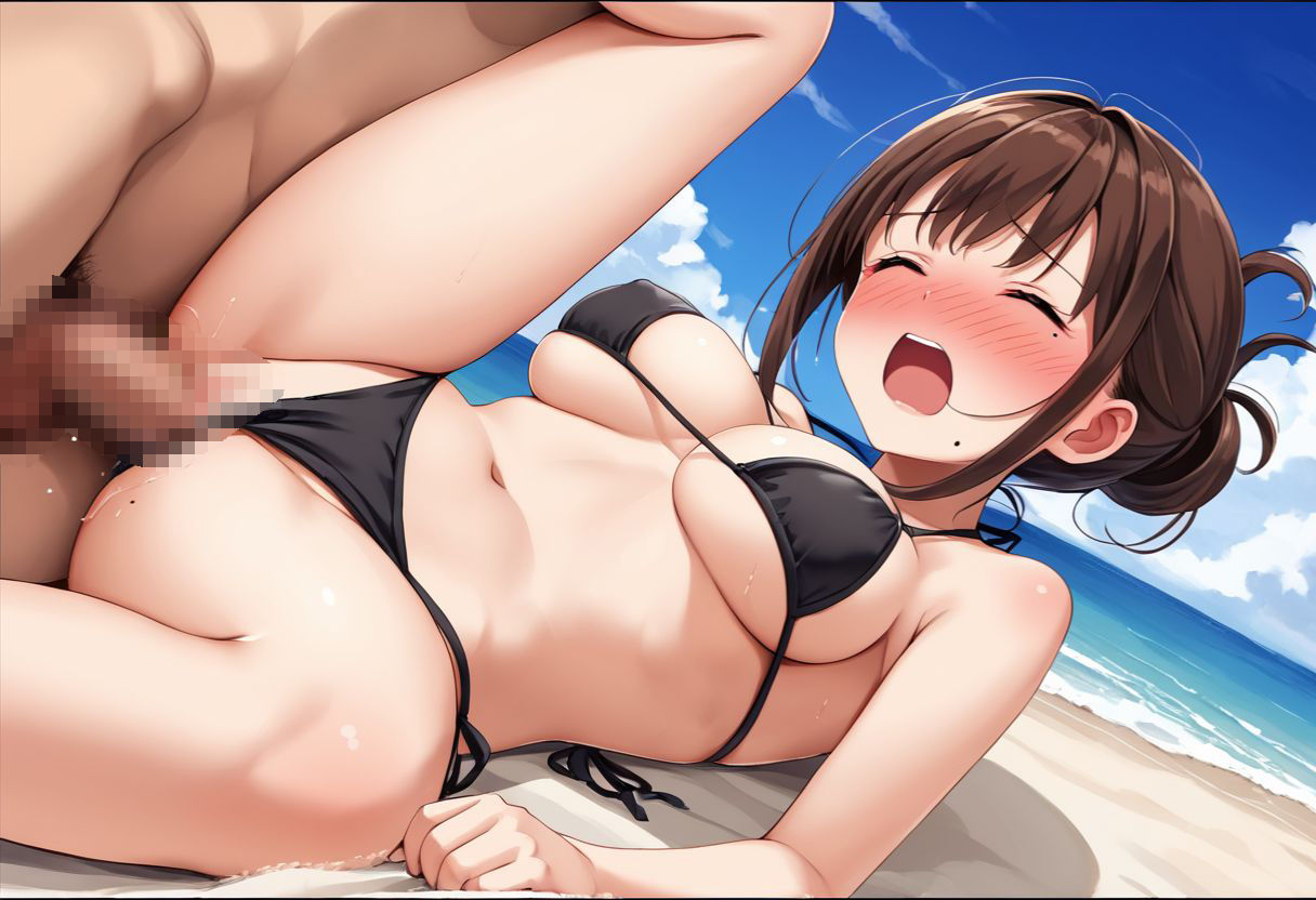 開放ビーチでビキニJKを孕ませる サンプル3ページ目