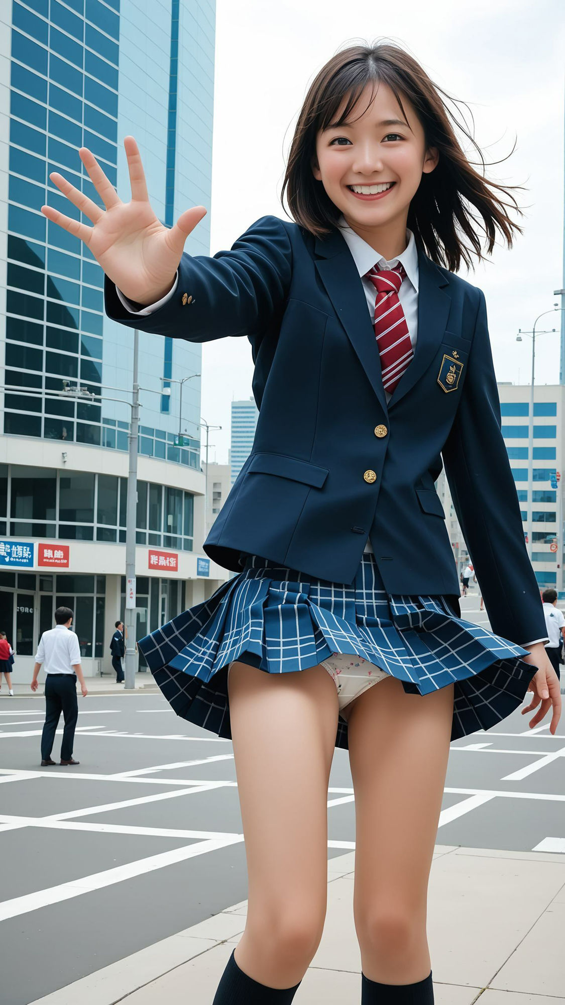 振り返りパンチラ。声をかけられ振り返った彼女に神風！ サンプル3ページ目