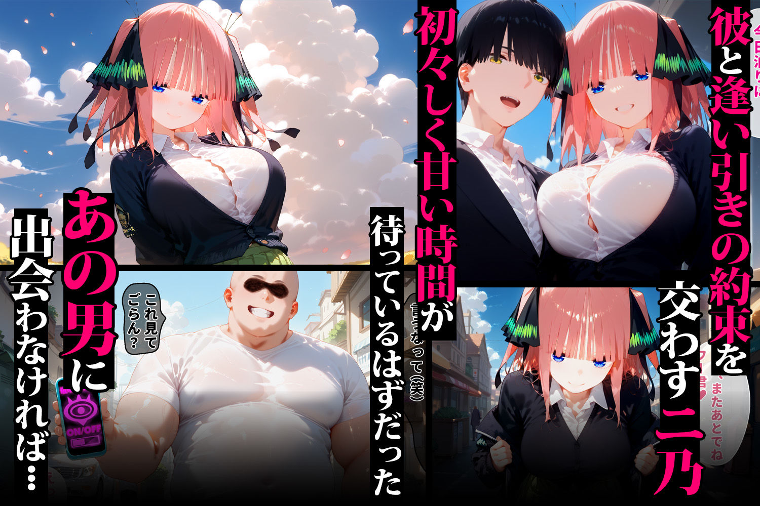 【五等分の花嫁】催●アプリに完全支配された二乃＆一花  〜寝取られ敗北〜 サンプル1ページ目
