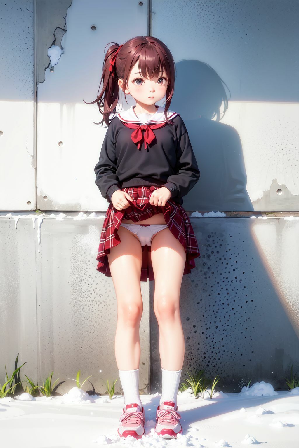 冬の制服女子校生（1）  スカートの中、見せてもらってイイですか？ サンプル9ページ目