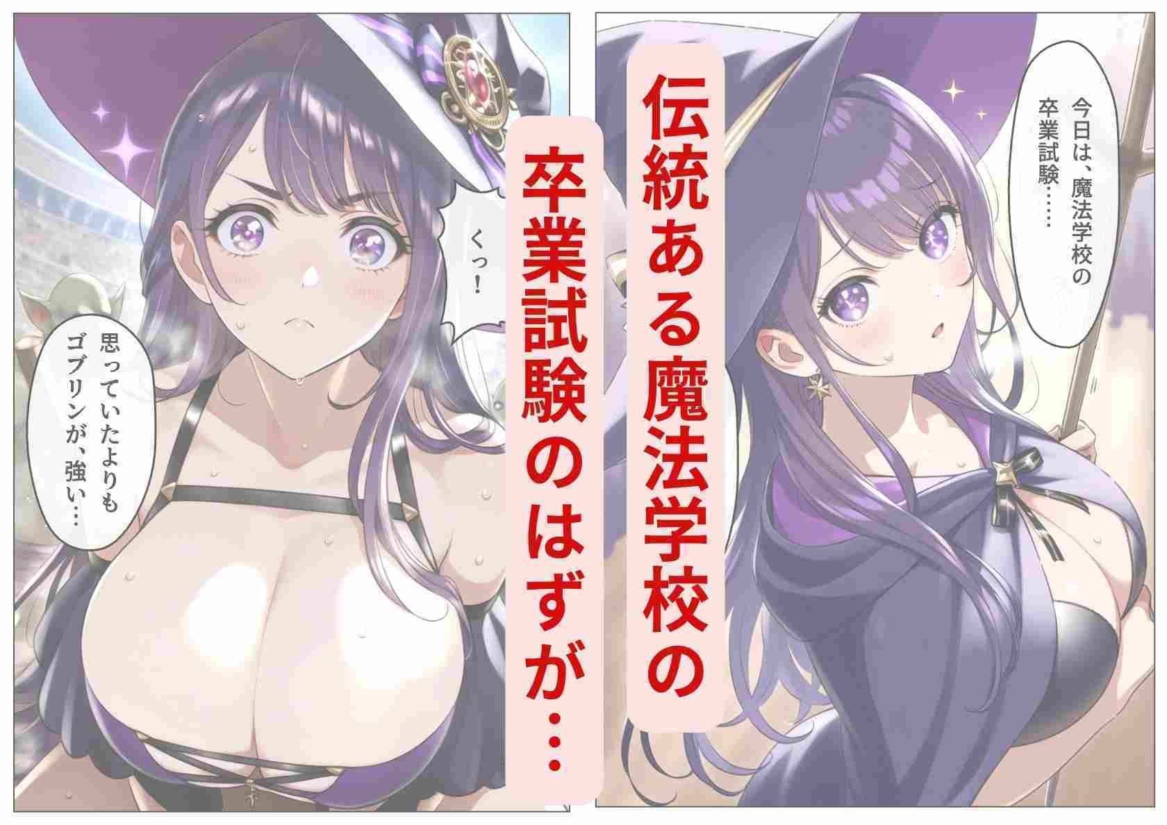 【セリフつき】異世界魔法学校の爆乳処女たちが、罠にハメられゴブリンの苗床に サンプル1ページ目