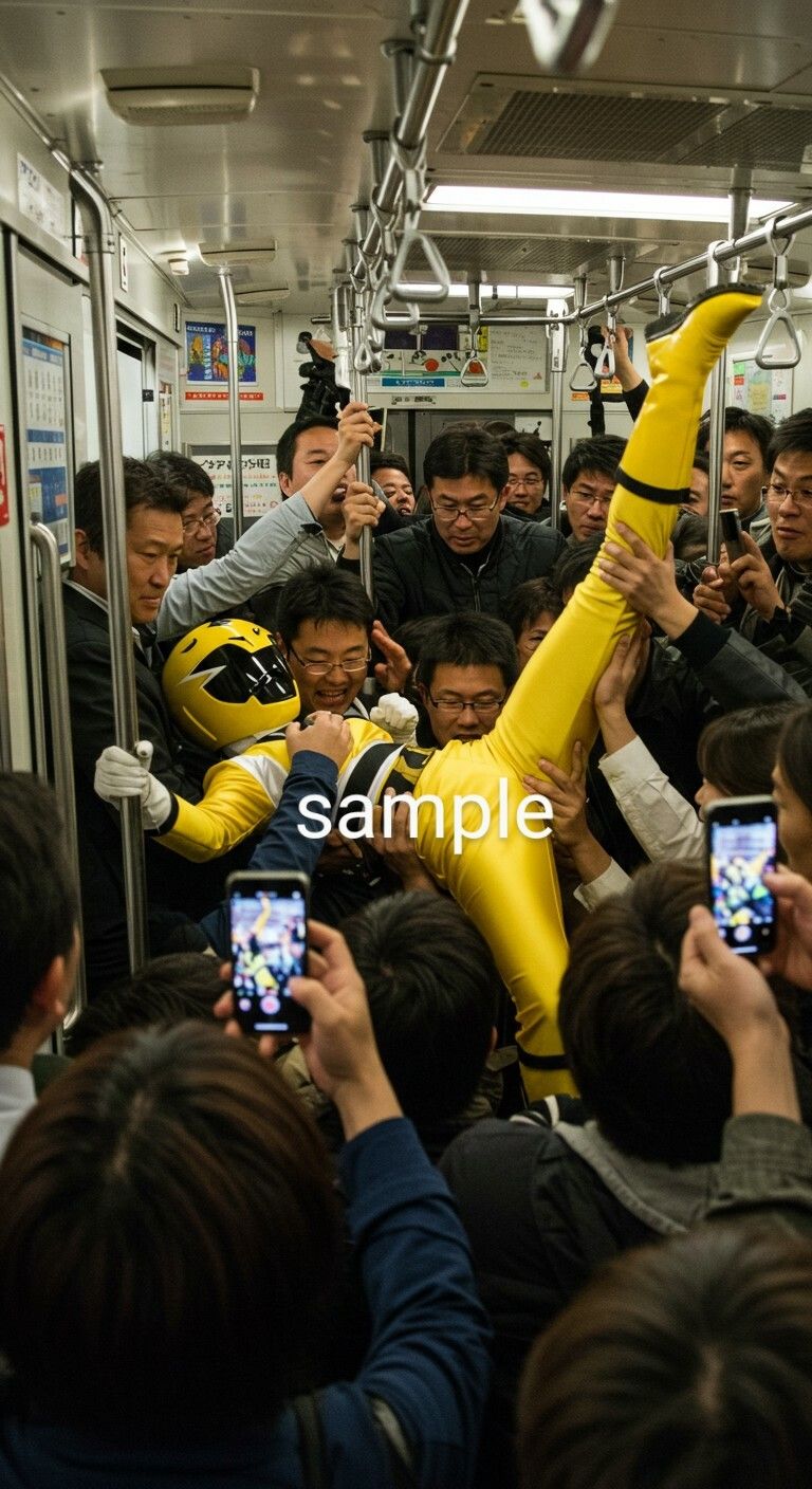 戦隊イエロー脱がされ＆もみくちゃ地獄！ サンプル2ページ目