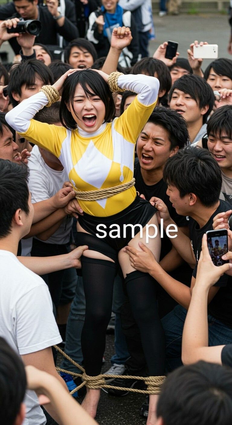 戦隊イエロー脱がされ＆もみくちゃ地獄！ サンプル3ページ目