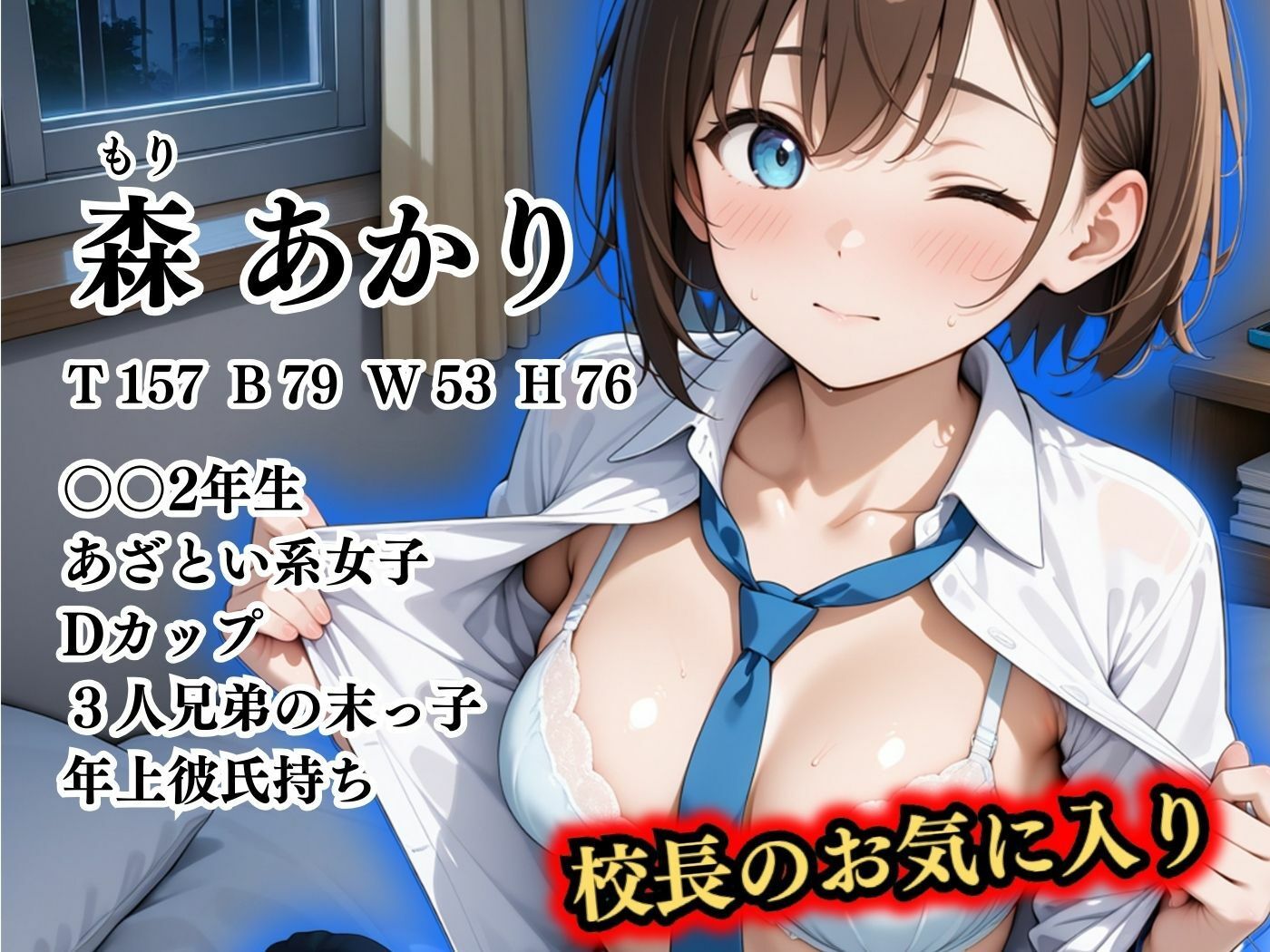 【4Kイラスト】1万3000人の生徒を抱いた校長による森あかりへの性指導（マイルーム編） サンプル2ページ目