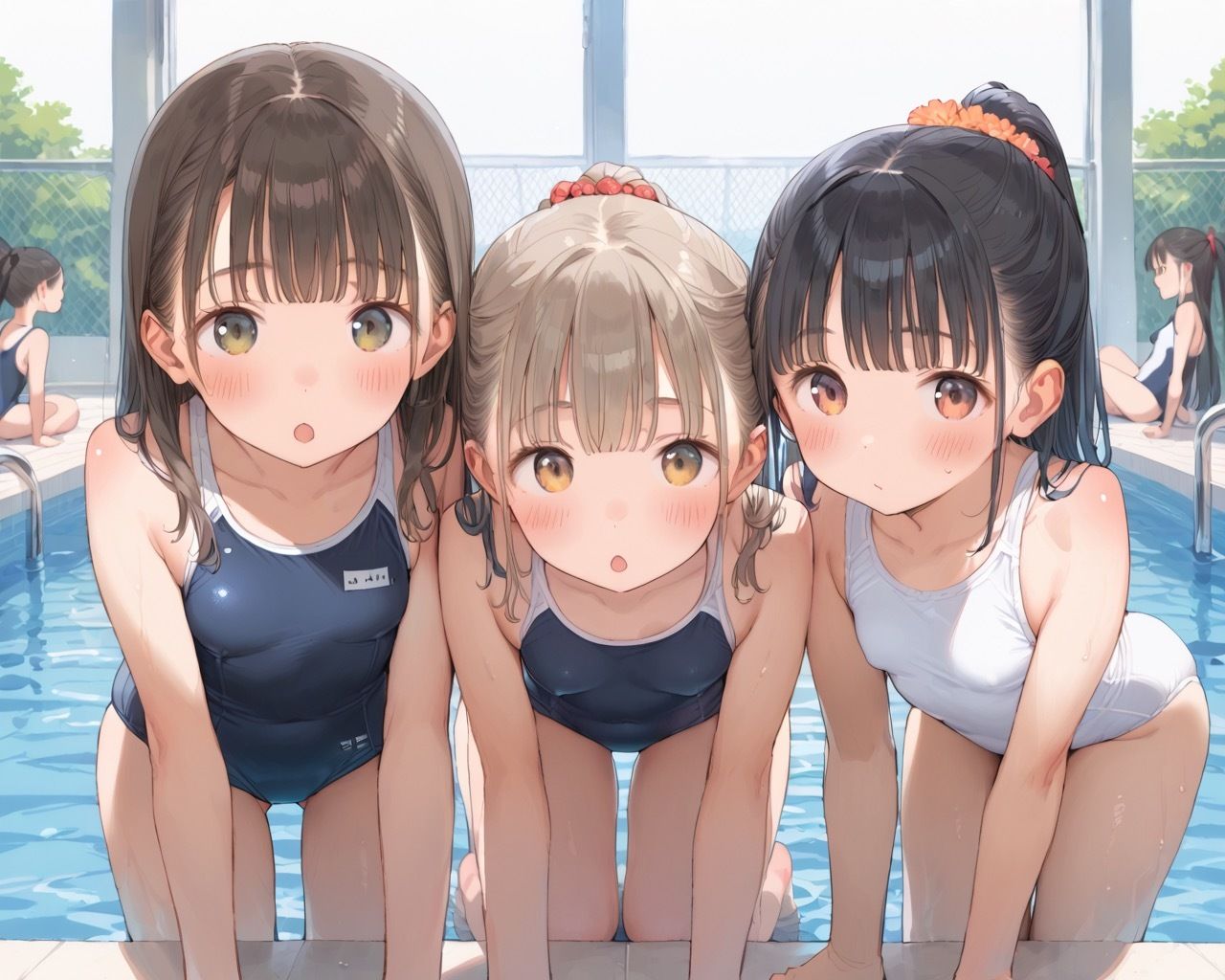 つるぺた水泳部員と生ハメ大乱交？？ サンプル1ページ目