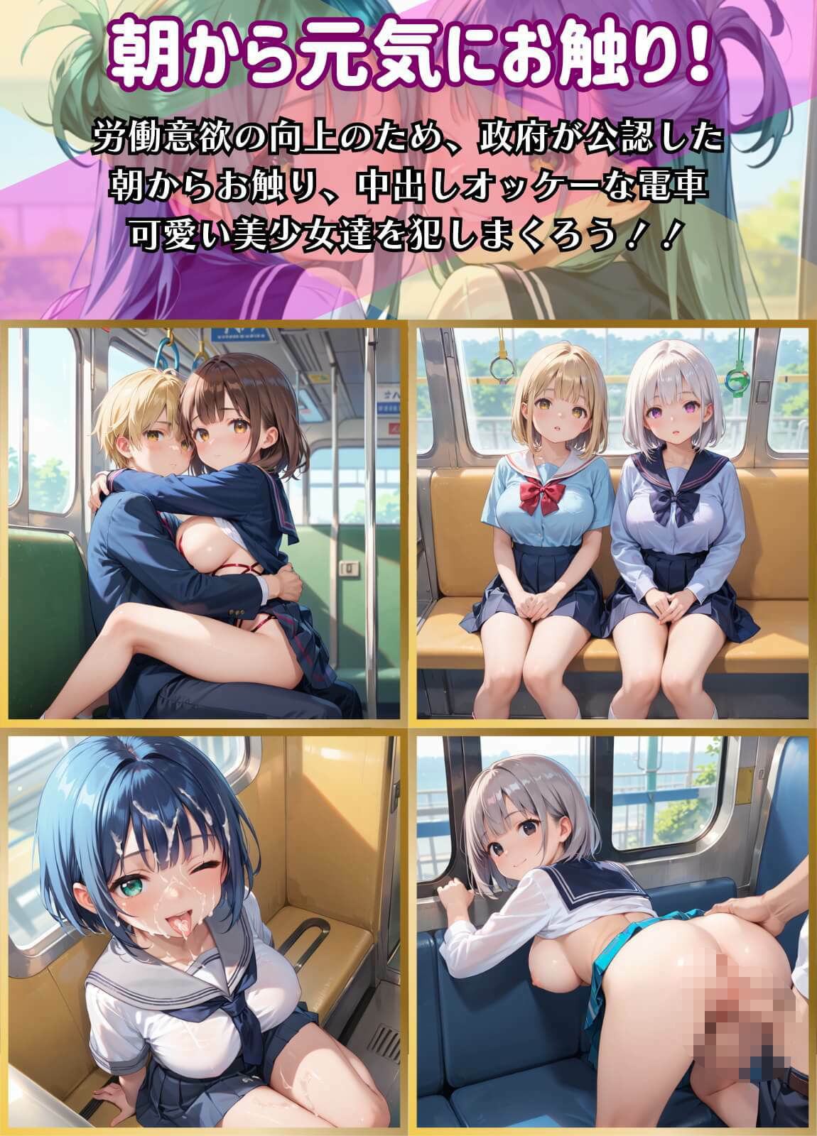 お触り放題！満員電車！朝から元気がみなぎります！6【厳選CG162枚収録】 サンプル1ページ目