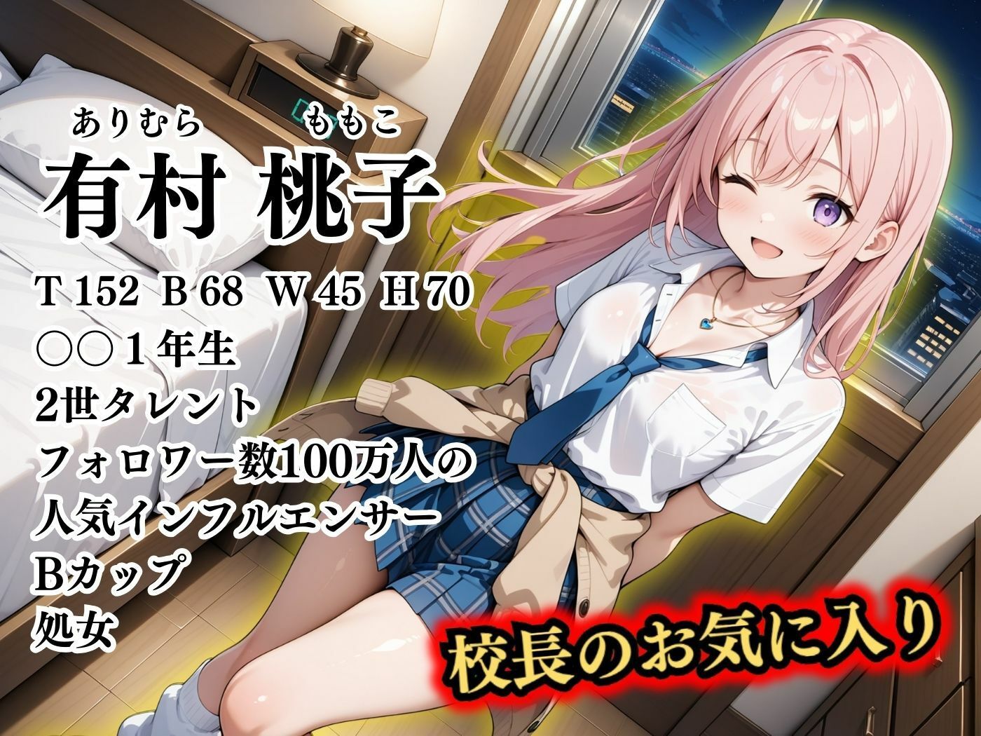 【4Kイラスト】1万3000人の生徒を抱いた校長による有村桃子への性指導（マイルーム編） サンプル2ページ目