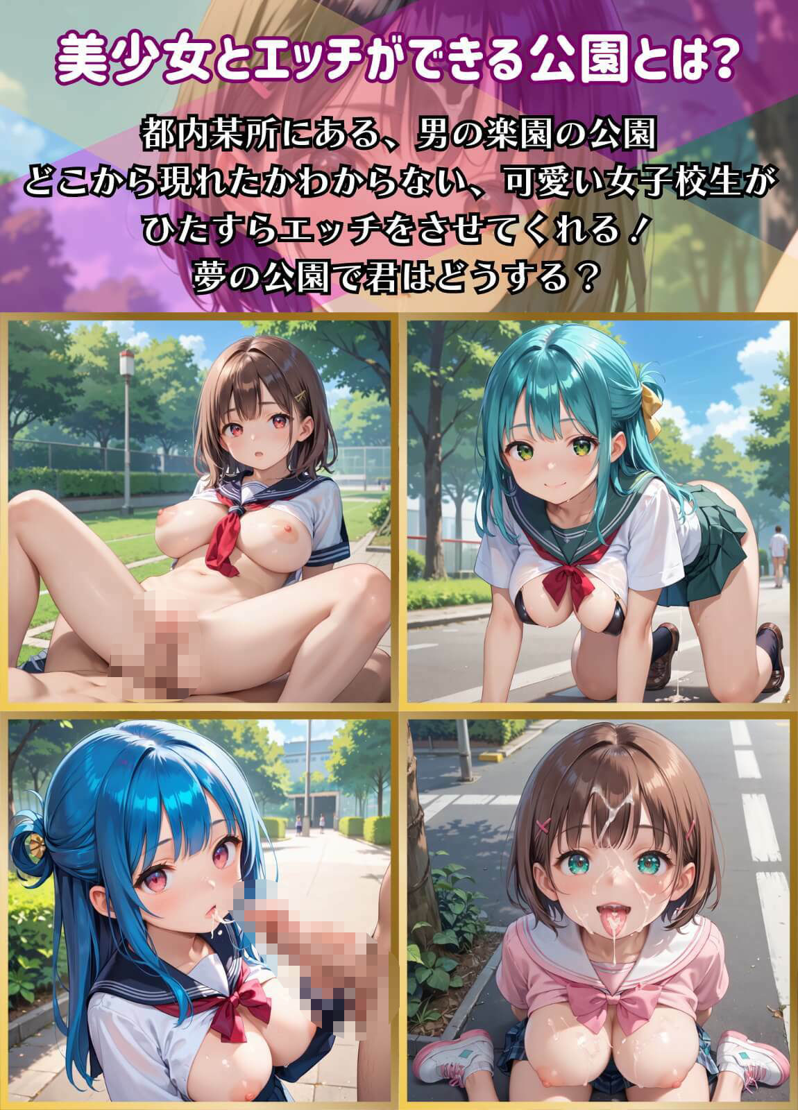 淫乱公園でやりまくり！女子校生たちとトロ甘エッチ6【厳選CG165枚収録】 サンプル1ページ目