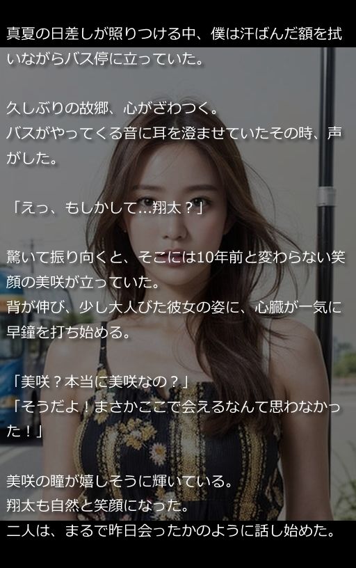 【官能小説型写真集】バス停で出会った幼なじみ〜10年ぶりの再会が運命を変える夏物語（全189ページ） サンプル1ページ目
