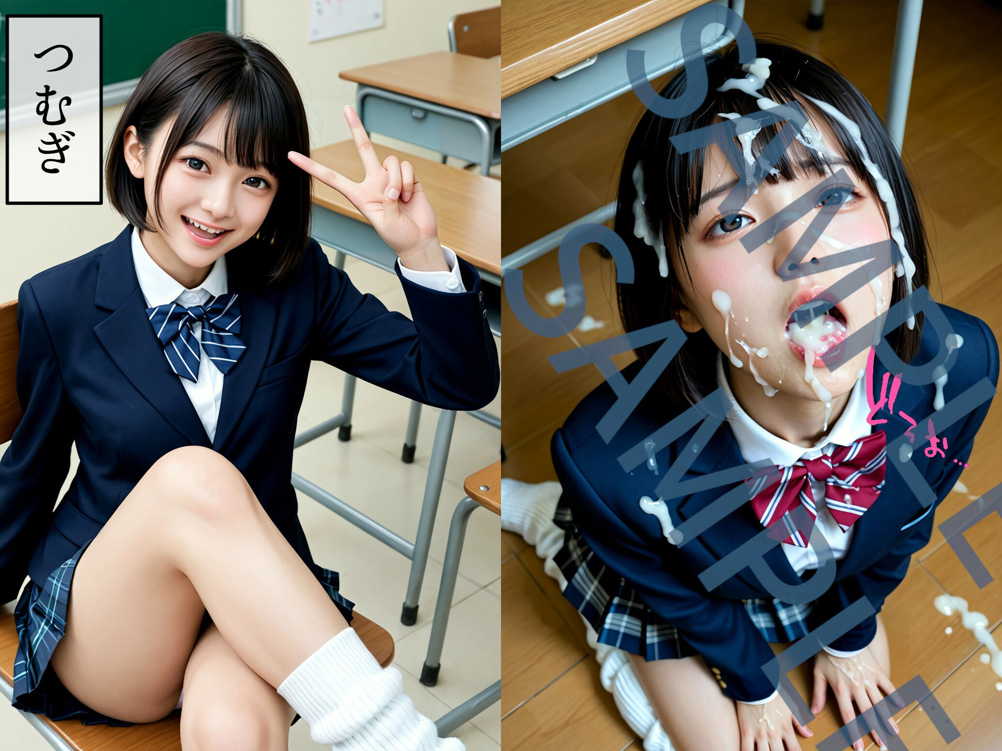 制服美少女校内大量ぶっかけ サンプル4ページ目