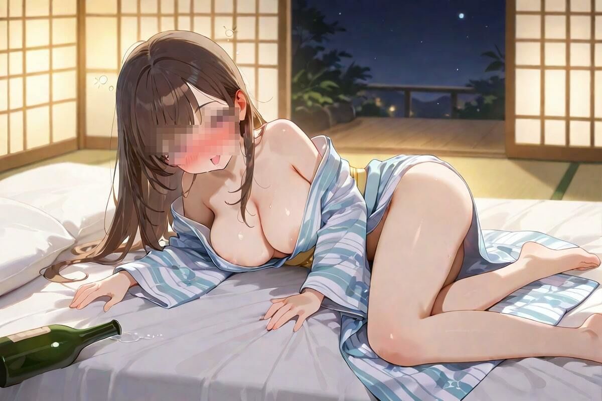 酔いどれ浴衣美女  はだけた胸元と熱い視線 サンプル2ページ目