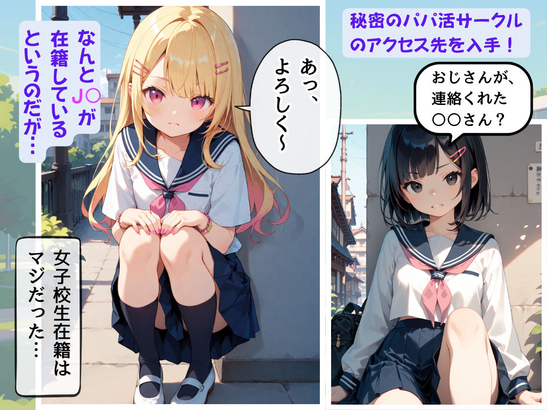 パパ活女子校生、秘密の裏サークル情報入手！〜年上好き制服女子校生のきつマン中出し放題！〜 サンプル1ページ目