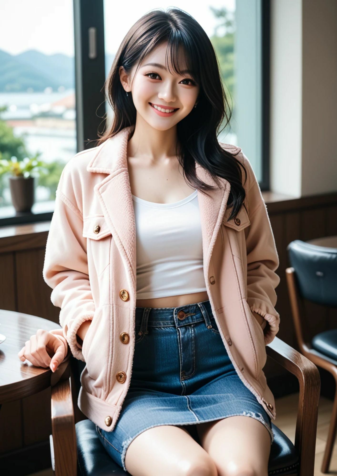 【AI美女画像集】カフェにいる綺麗なニットお姉さん編 たっぷり153ページ！ サンプル5ページ目