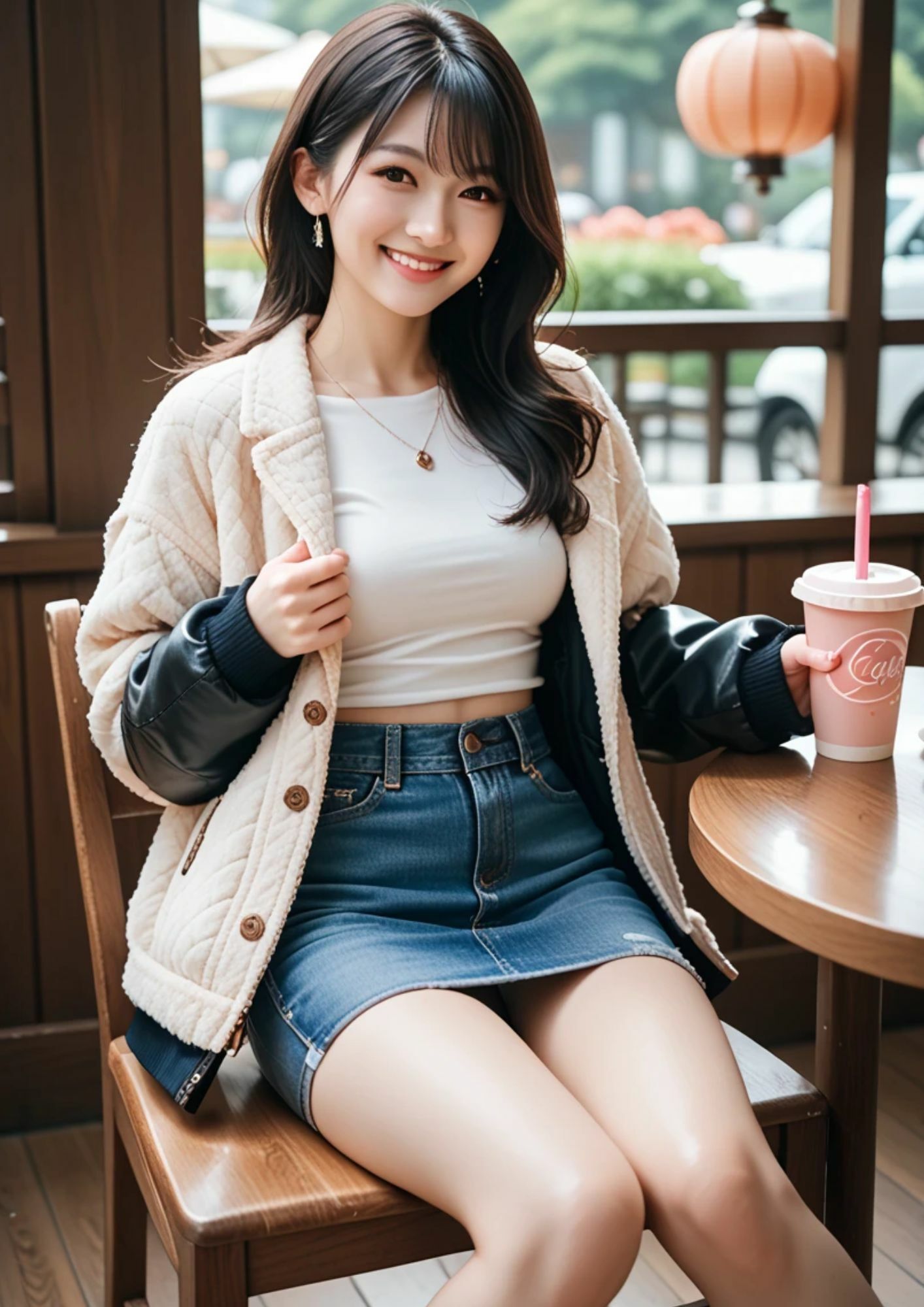 【AI美女画像集】カフェにいる綺麗なニットお姉さん編 たっぷり153ページ！ サンプル6ページ目