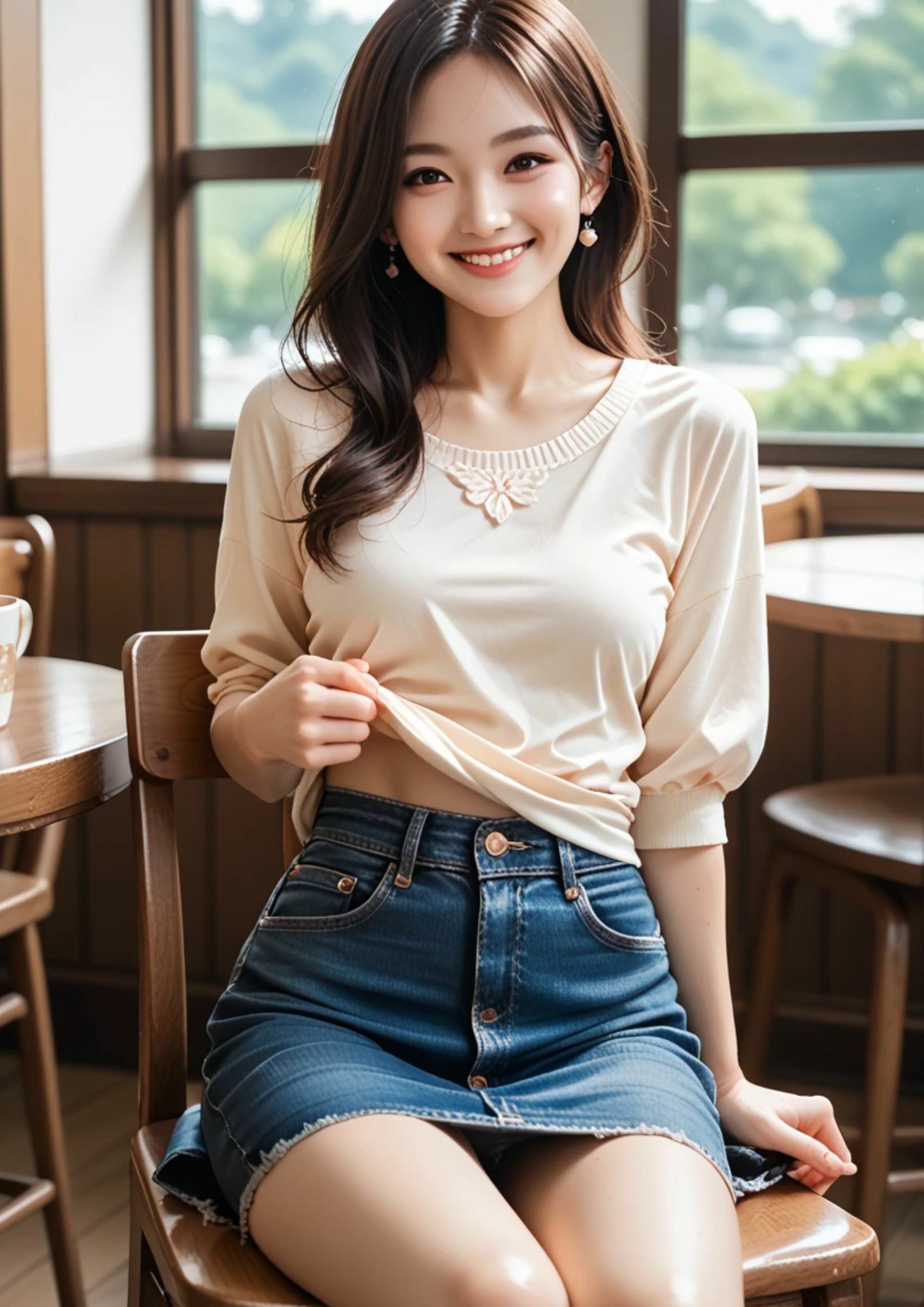 【AI美女画像集】カフェにいる綺麗なニットお姉さん編 たっぷり153ページ！ サンプル9ページ目