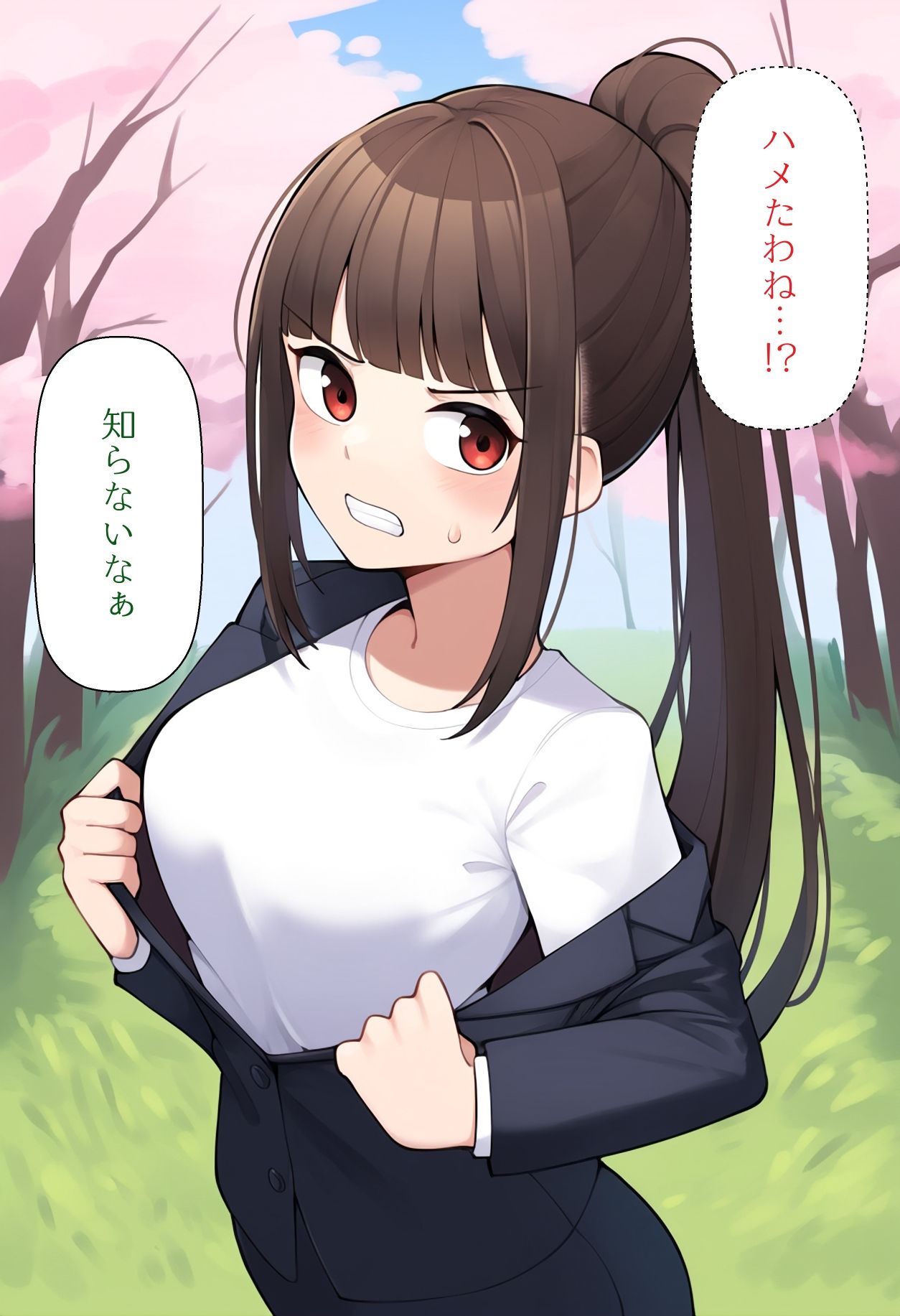 ［AI生成イラストCG集］花見準備を手伝わない生意気な後輩に全裸カラオケをやらせたCG集 サンプル3ページ目