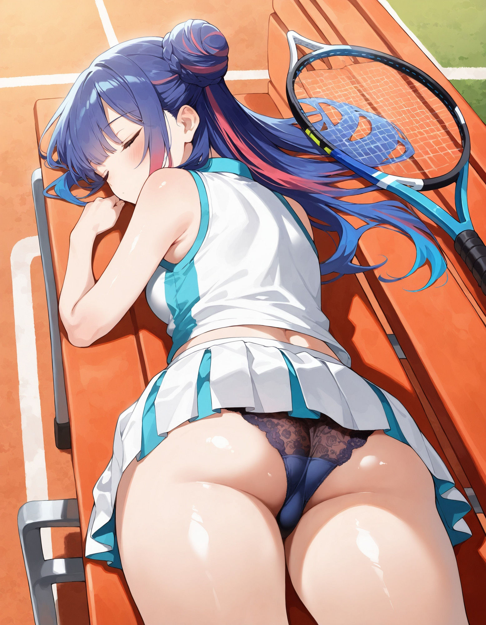 テニスウェアで寝そべりパンチラ サンプル3ページ目